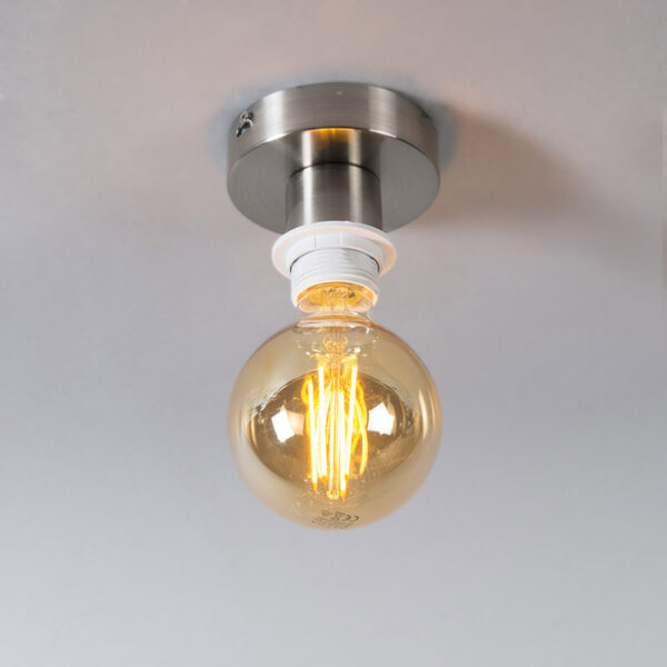 Moderne plafondlamp staal met witte kap 45 cm - Combi - Afbeelding 2