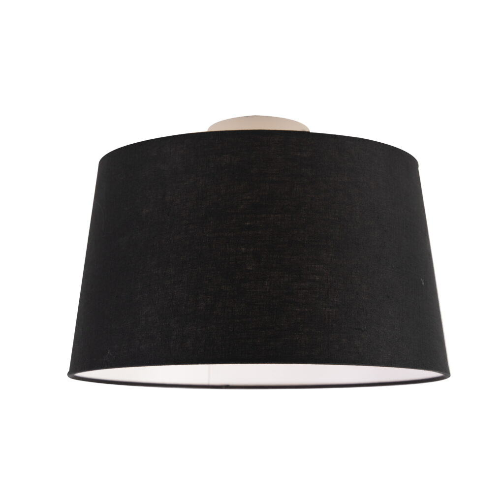 plafondlampen Moderne plafondlamp wit met zwarte kap 35 cm Combi StofStaal Zwart De is een tijdloze die past in elk interieur. Met deze voorzie je jouw