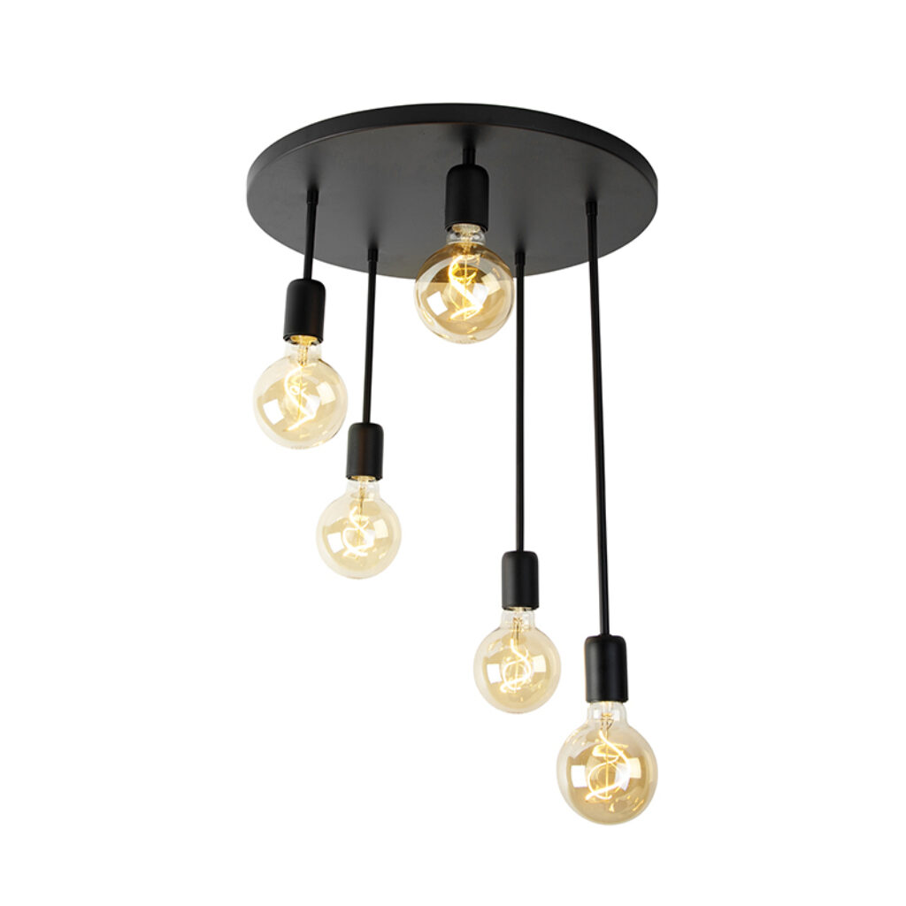 plafondlampen Moderne plafondlamp zwart Facil Staal Zwart Simpel maar toch dat is deze zwarte moderne van staal. Het leuke aan Je kunt met de vijf lichtbronnen