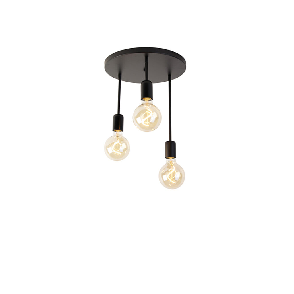 plafondlampen Moderne plafondlamp zwart Facil Staal Zwart Simpel maar toch dat is deze zwarte moderne van staal. Het leuke aan Je kunt met de drie lichtbronnen