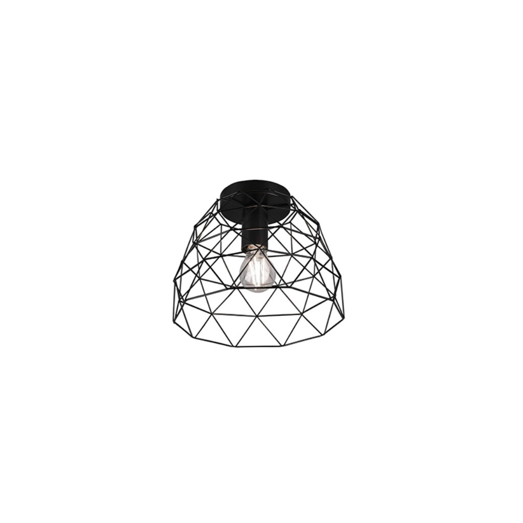 plafondlampen Moderne plafondlamp zwart 27 cm Jaap Staal Zwart is een leuke volledig afgewerkt in zwarte kleur. Het unieke design zorgt voor speels lichteffect