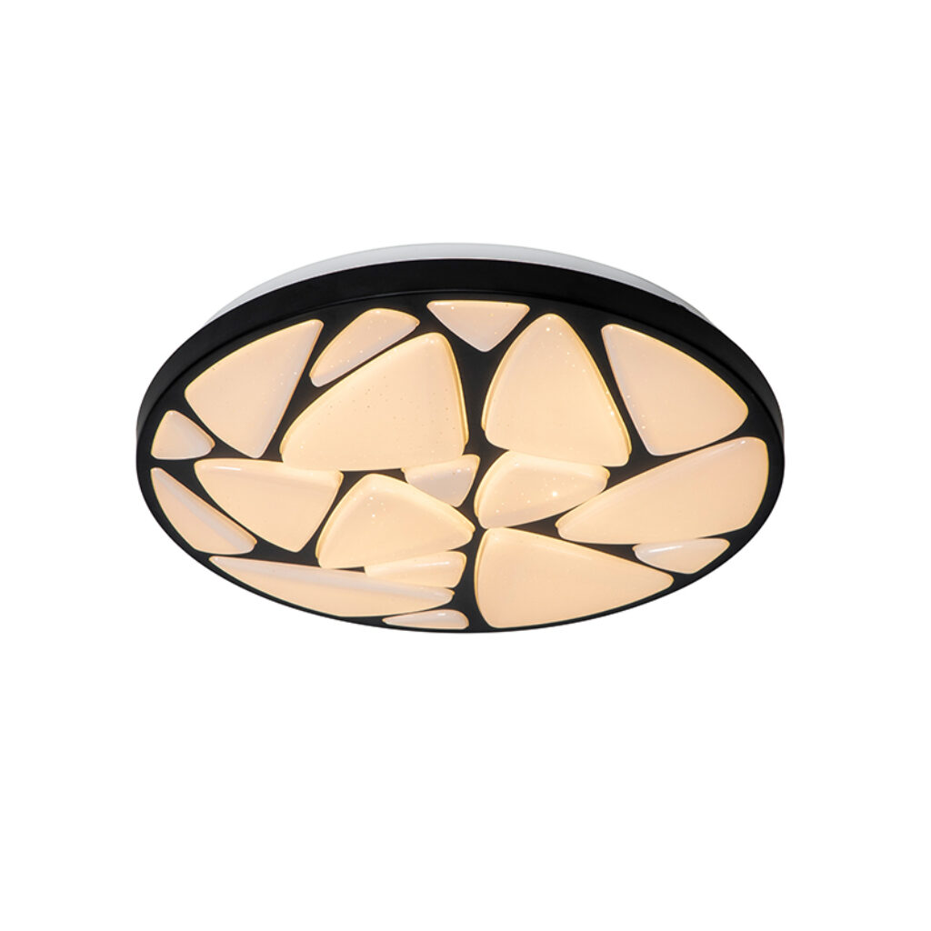 plafondlampen Moderne plafondlamp zwart 39 cm incl. LED en dimmer Marian Kunststof Zwart Ben je op zoek naar een blikvanger voor in de Dan is wat nodig De witte
