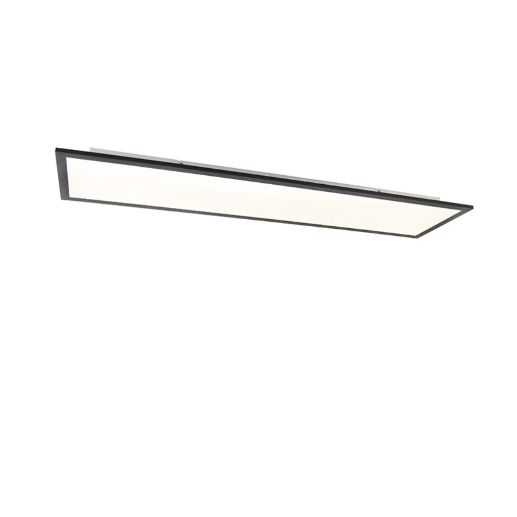 plafondlampen Moderne plafondlamp zwart incl. LED 120 cm Liv KunststofStaal Zwart Er zijn plekken in huis waar je graag veel licht hebt. is dan de oplossing.