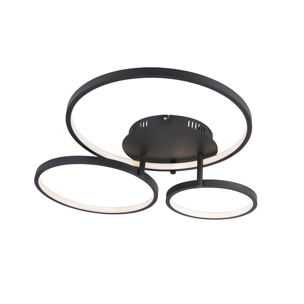 plafondlampen Moderne plafondlamp zwart incl. LED en Rondas Aluminium Zwart Als je op zoek bent naar een echte aan plafond is de nieuwe collectie precies wat