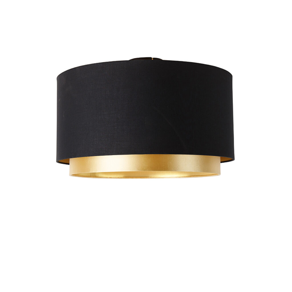 plafondlampen Moderne plafondlamp zwart met goud 47 cm duo kap Combi StofStaal Zwart Wanneer je op zoek bent naar een stijlvolle dan is wat Door zijn eenvoudige