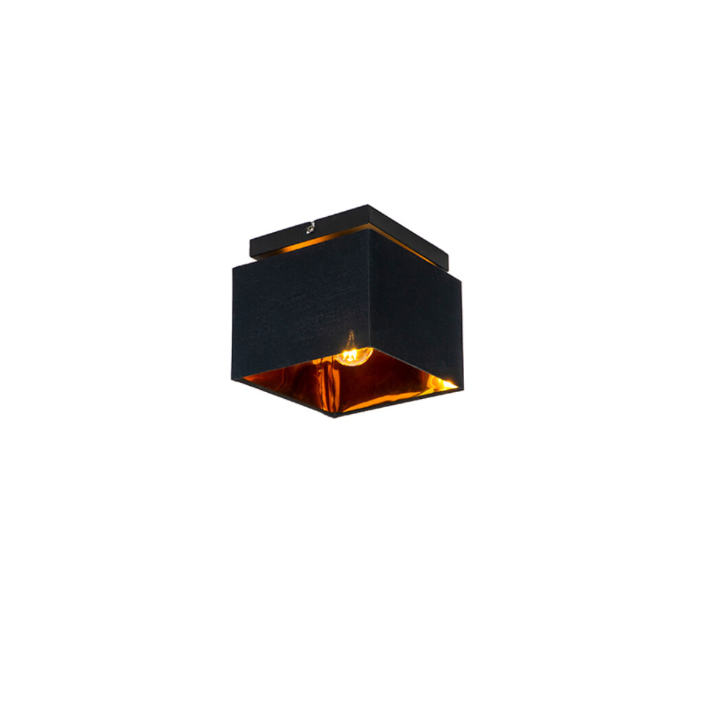 plafondlampen Moderne plafondlamp zwart met goud VT 1 StofStaal Zwart Plafondlamp is een echte sfeermaker voor in Doordat de binnenkant gouden kleur heeft geeft