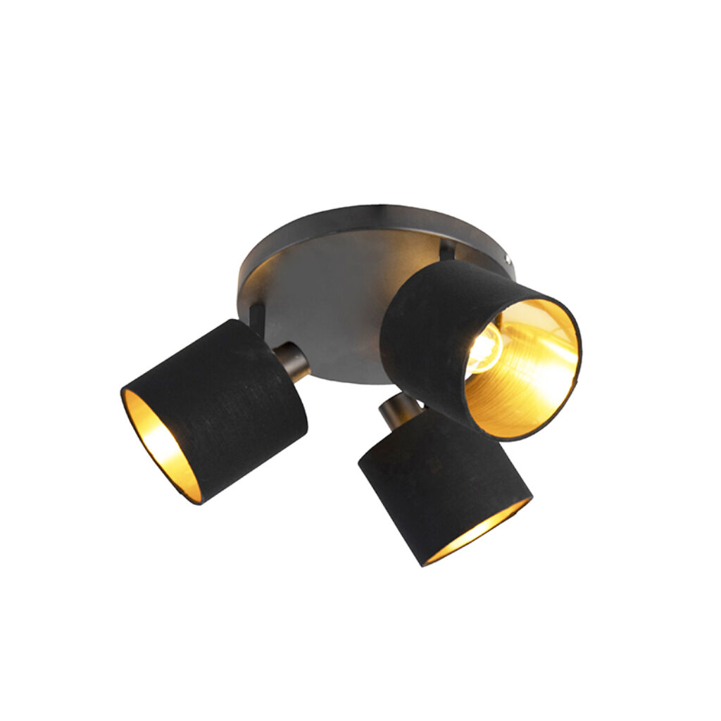 plafondlampen Moderne plafondlamp zwart met gouden binnenkant Tomas MetaalStof Zwart Een tijdloze wandlamp dat is deze Hij maakt jouw muur helemaal compleet. De