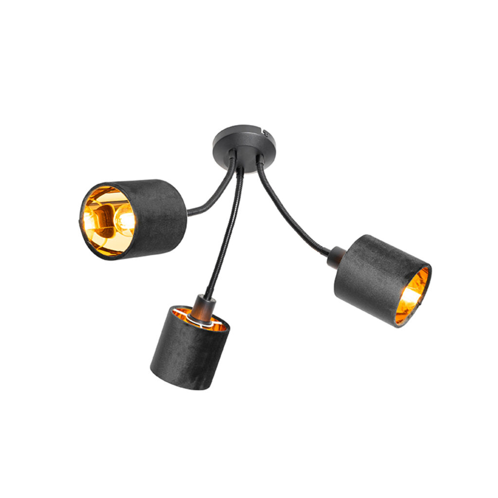 plafondlampen Moderne plafondlamp zwart met kap Merwe StofStaal Zwart Wat een stijlvolle deze De hoort echt thuis in modern interieur. combinatie van de zwarte