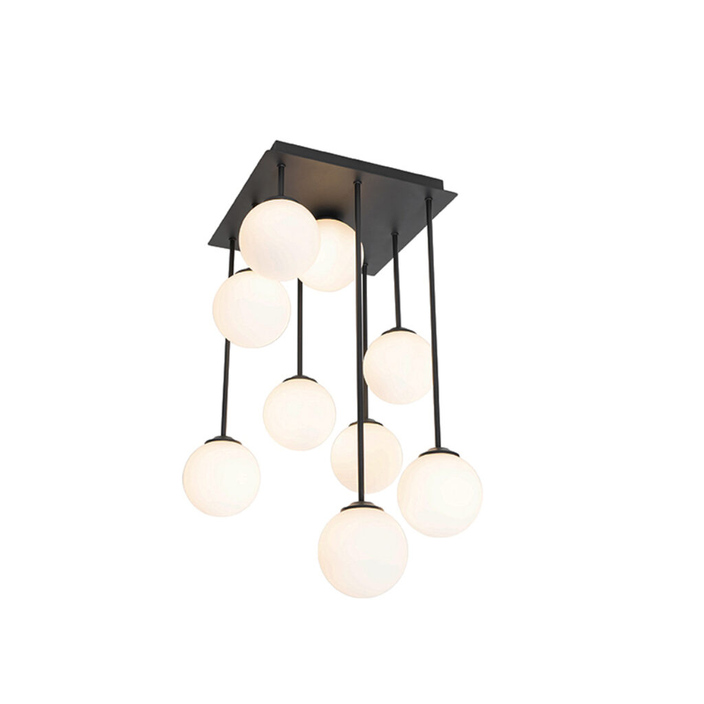 plafondlampen Moderne plafondlamp zwart met opaal glas Athens StaalGlas Wit Ben je op zoek naar een moderne voor in Dan is wat Door de 9 verschillende