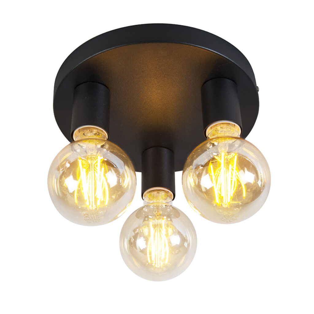 plafondlampen Moderne plafondlamp zwart rond Facil 3 Staal Zwart De perfecte keuze voor iedere liefhebber van minimalistische en klassieke Kies de onmiskenbare
