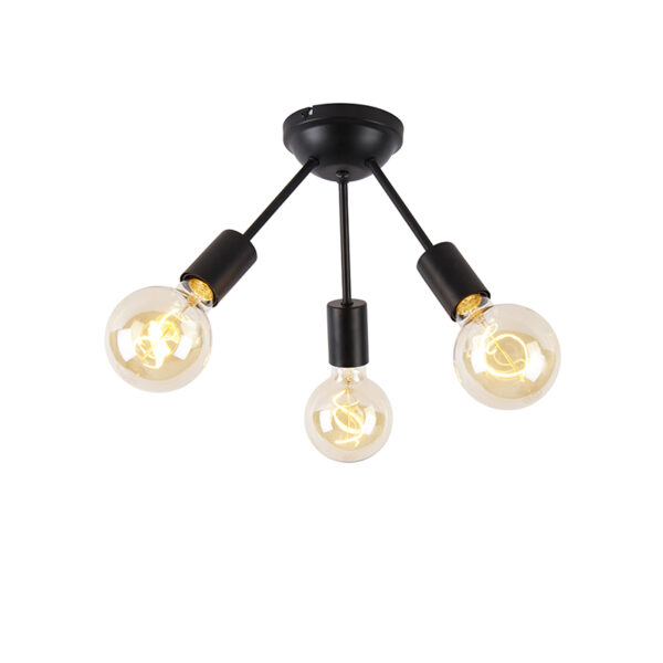 plafondlampen Moderne plafondlamp zwart Sputnik Staal Zwart De is een vrolijke en moderne voor in lamp gemaakt van staal mat zwart. Dit maakt hem tijdloos. Hij