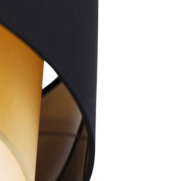 Moderne plafonnière zwart met goud 50 cm 3-lichts - Drum Duo - Afbeelding 2