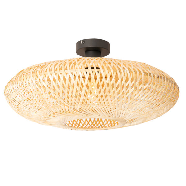 plafondlampen Oosterse plafondlamp bamboe 50 cm Ostrava BamboeStaal Naturel
