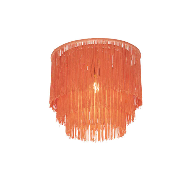 plafondlampen Oosterse plafondlamp goud roze kap met franjes Franxa StaalStof Roze Je haalt een echte vibe in huis onze plafondlamp. Deze lamp is afgewerkt