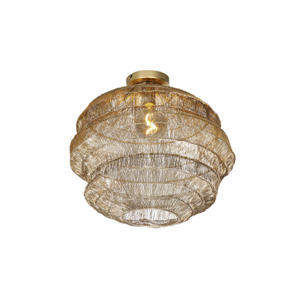 plafondlampen Oosterse plafondlamp goud 45 cm Vadi Staal Geef een oosters tintje aan je woning met de plafondlamp. is ronde van staal in goudkleur. Hij heeft
