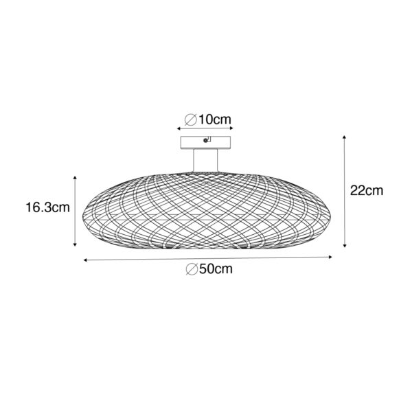 Oosterse plafondlamp zwart bamboe 50 cm - Ostrava - Afbeelding 3