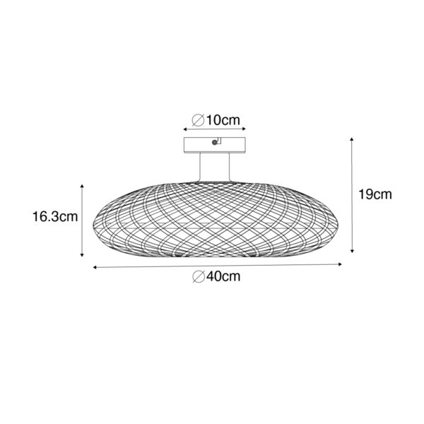 Oosterse plafondlamp zwart bamboe 40 cm - Ostrava - Afbeelding 3