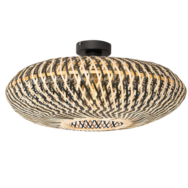 plafondlampen Oosterse plafondlamp zwart bamboe 50 cm Ostrava BamboeStaal Zwart