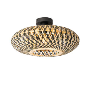 plafondlampen Oosterse plafondlamp zwart bamboe 40 cm Ostrava BamboeStaal Zwart