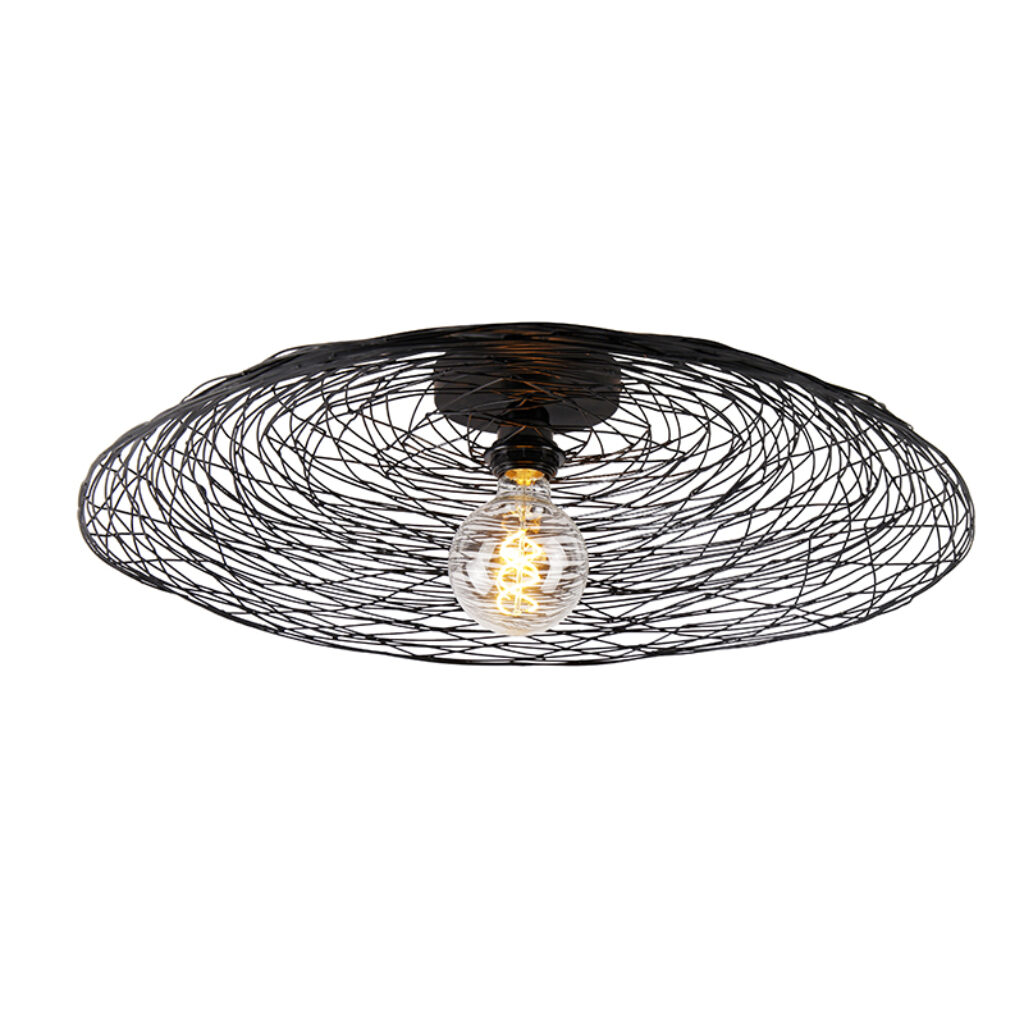 plafondlampen Oosterse plafondlamp zwart 60 cm Glan Staal Zwart Een eyecatcher in huis met onze mooi afgewerkt een uniek design en tijdloze zwarte kleur. De kap