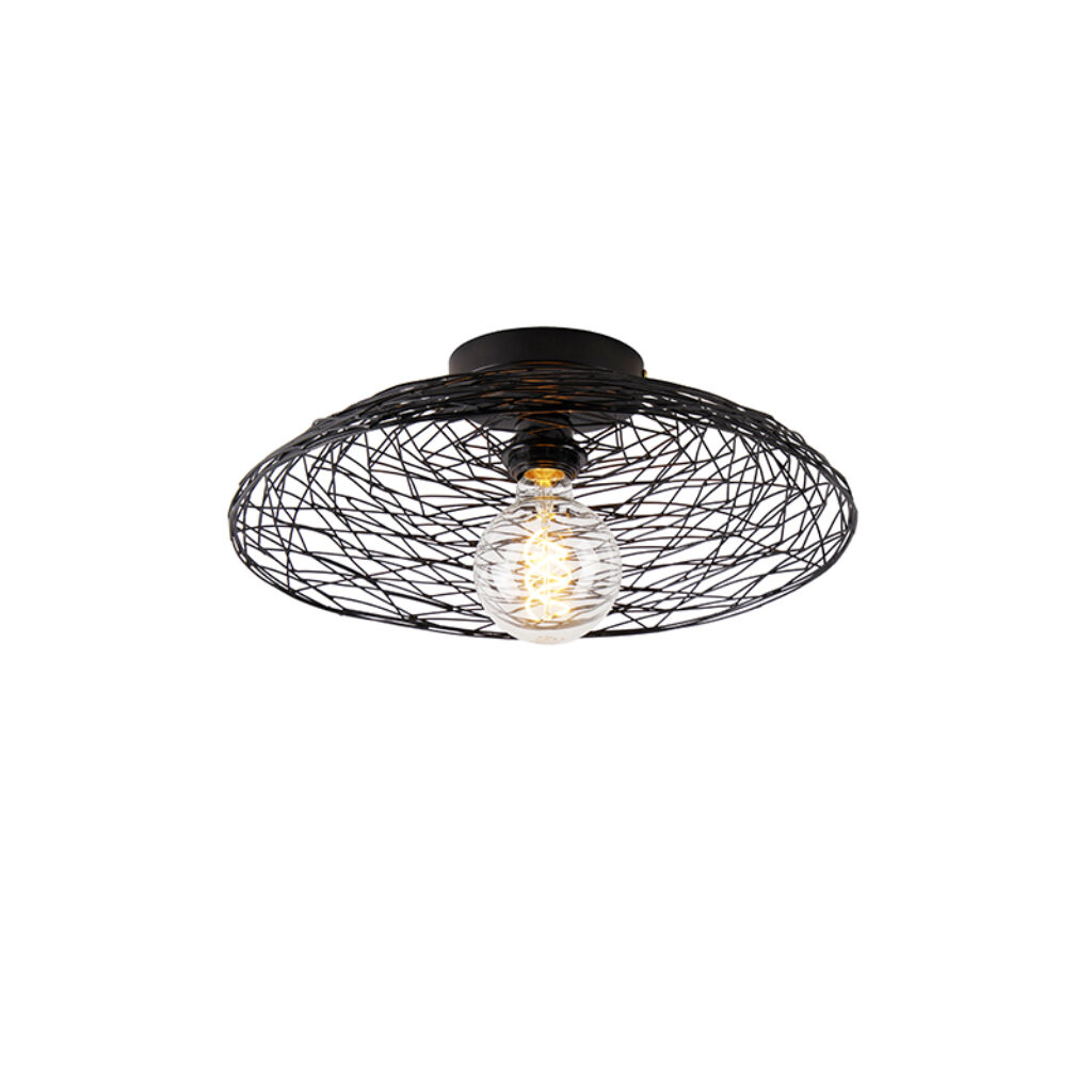 plafondlampen Oosterse plafondlamp zwart 40 cm Glan Staal Zwart Een eyecatcher in huis met onze mooi afgewerkt een uniek design en tijdloze zwarte kleur. De kap