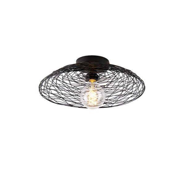 plafondlampen Oosterse plafondlamp zwart 40 cm Glan Staal Zwart Een eyecatcher in huis met onze mooi afgewerkt een uniek design en tijdloze zwarte kleur. De kap