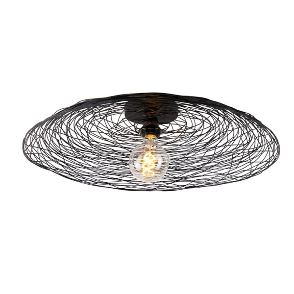 plafondlampen Oosterse plafondlamp zwart 60 cm Glan Staal Zwart Een eyecatcher in huis met onze mooi afgewerkt een uniek design en tijdloze zwarte kleur. De kap