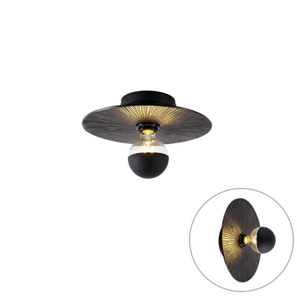 plafondlampen Oosterse plafondlamp zwart Konge AluminiumStaal Zwart zorgt voor die vibe in je woonruimtes met zijn zwarte afwerking en unieke design. Hij kan