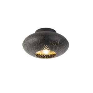 plafondlampen Oosterse plafondlamp zwart met goud 25 cm Radiance Staal Zwart Deze is zijn zwarte en gouden afwerking een lust voor het Een echte toevoeging in