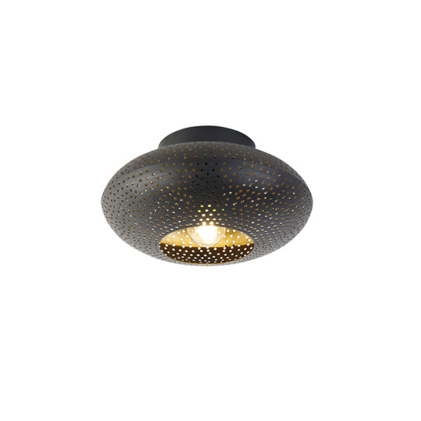 plafondlampen Oosterse plafondlamp zwart met goud 25 cm Radiance Staal Zwart Deze is zijn zwarte en gouden afwerking een lust voor het Een echte toevoeging in