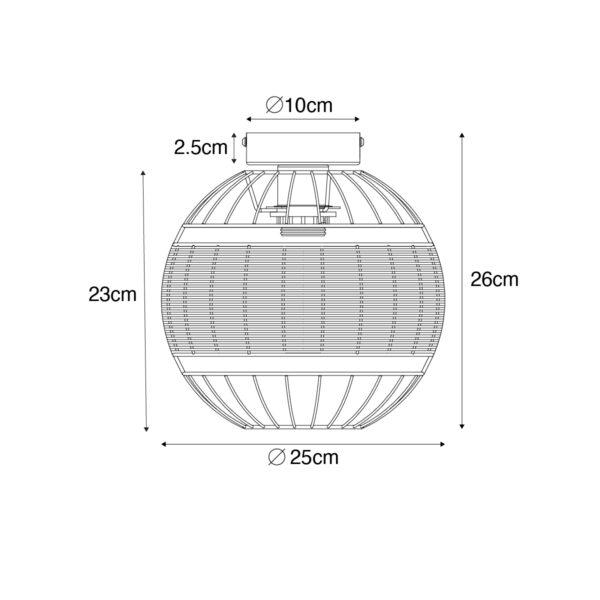 Oosterse plafondlamp zwart met rotan 25 cm - Emir - Afbeelding 3