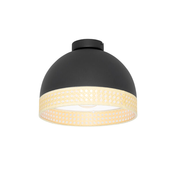 plafondlampen Oosterse plafondlamp zwart met rotan 30 cm Magna Rotan RotanStaal Zwart is een moderne oosters jasje. Hij gemaakt van staal. De afgewerkt in het