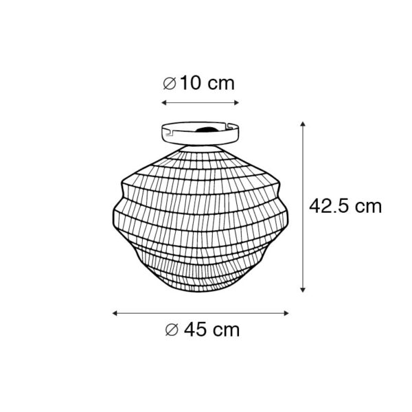 Oosterse plafondlamp zwart 45 cm - Vadi - Afbeelding 3