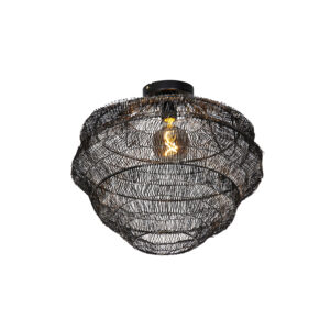 plafondlampen Oosterse plafondlamp zwart 45 cm Vadi Staal Zwart Geef een oosters tintje aan je woning met de plafondlamp. is ronde van staal in het zwart. Hij