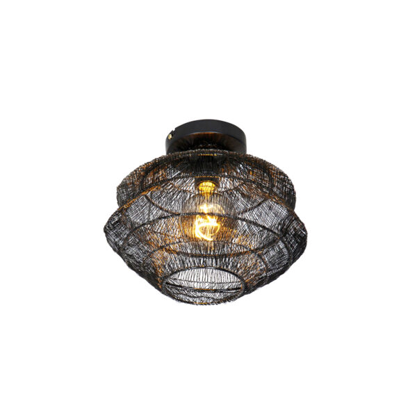 plafondlampen Oosterse plafondlamp zwart 25 cm Vadi Staal Zwart Haal de sfeer in huis met deze Vadi. Iets voor jouw Deze is van staal en afgewerkt een tijdloze