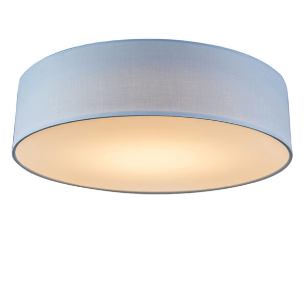 plafondlampen Plafondlamp blauw 40 cm incl. LED Drum MetaalStof Blauw Een sfeervol interieur begint bij verlichting. Met de haal je een stijlvol en luxueus
