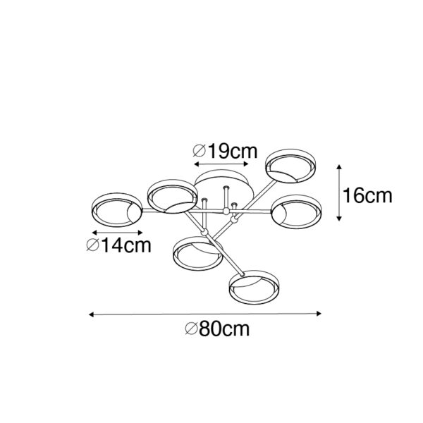 Plafondlamp goud incl. LED 3-staps dimbaar 6-lichts - Patrick - Afbeelding 3