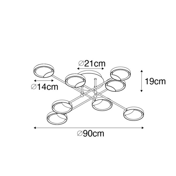 Plafondlamp goud incl. LED 3-staps dimbaar 8-lichts - Patrick - Afbeelding 3