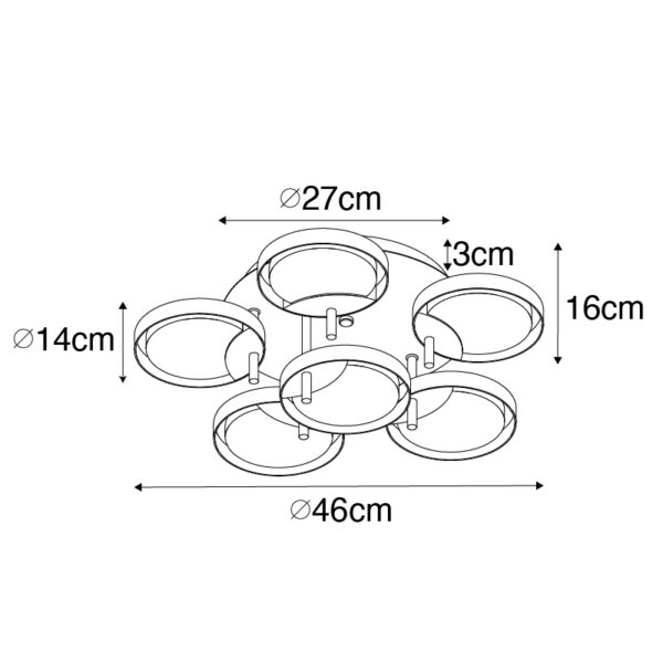 Plafondlamp goud 42 cm incl. LED 3-staps dimbaar - Patrick - Afbeelding 3