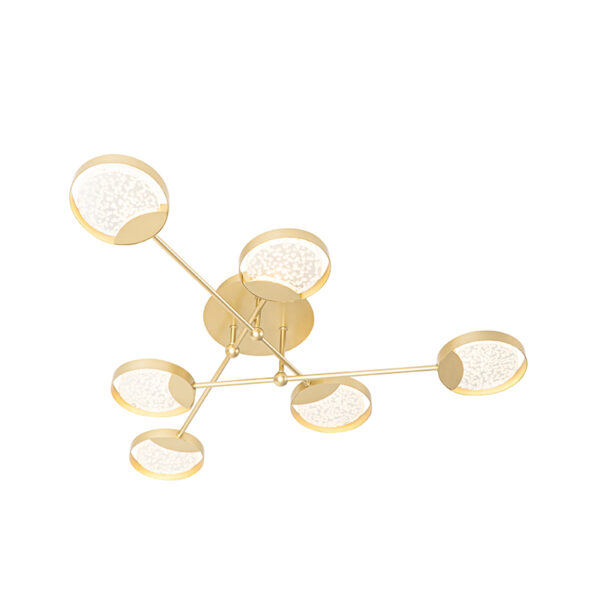plafondlampen Plafondlamp goud incl. LED dimbaar Patrick KunststofStaal Haal een moderne eyecatcher in huis met Patrick. Deze plafondlamp is gemaakt van