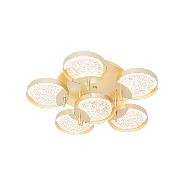 plafondlampen Plafondlamp goud 42 cm incl. LED dimbaar Patrick KunststofStaal Zorg voor een moderne touch in huis met Patrick. Deze plafondlamp is gemaakt van
