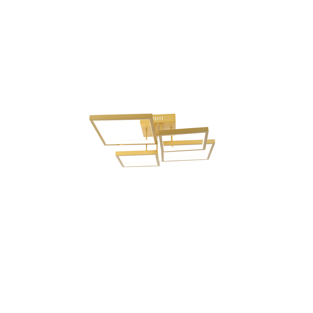 plafondlampen Plafondlamp goud incl. LED 3 staps dimbaar Lejo AluminiumStaalKunststof Haal een echte designlamp in huis met onze Lejo. Deze plafondlamp is