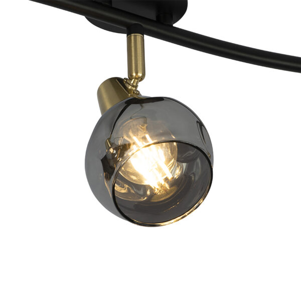Plafondlamp goud 56 cm met smoke glas 3-lichts - Vidro - Afbeelding 2