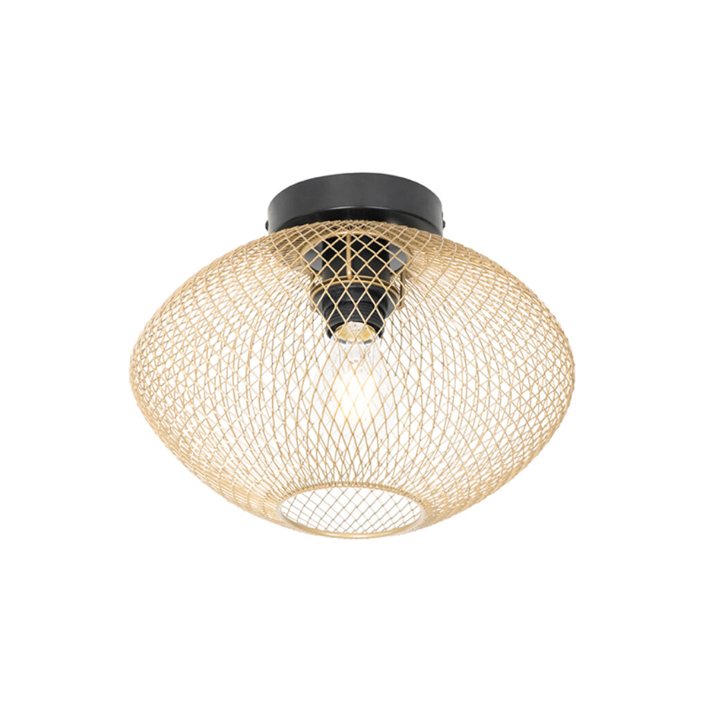 plafondlampen plafondlamp goud Molly Staal Wauw wat een sfeervolle lamp is Zijn combinatie van gouden kap met gaasstructuur zorgt ervoor dat je en vrolijk