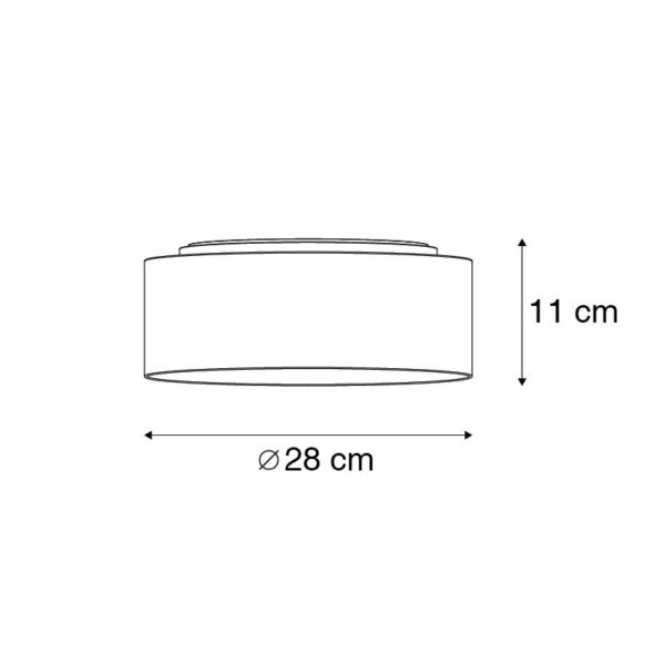 Plafondlamp grijs 28 cm incl. LED - Drum Combi - Afbeelding 3
