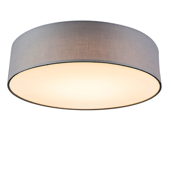 plafondlampen Plafondlamp grijs 40 cm incl. LED Drum StofStaal Grijs Met onze haal je een stijlvol en luxueus design in huis. Hij heeft hoogte van 125 diameter