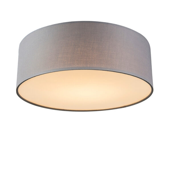 plafondlampen Plafondlamp grijs 30 cm incl. LED Drum StofStaal Grijs Een sfeervol interieur begint bij verlichting. Met de haal je een stijlvol en luxueus