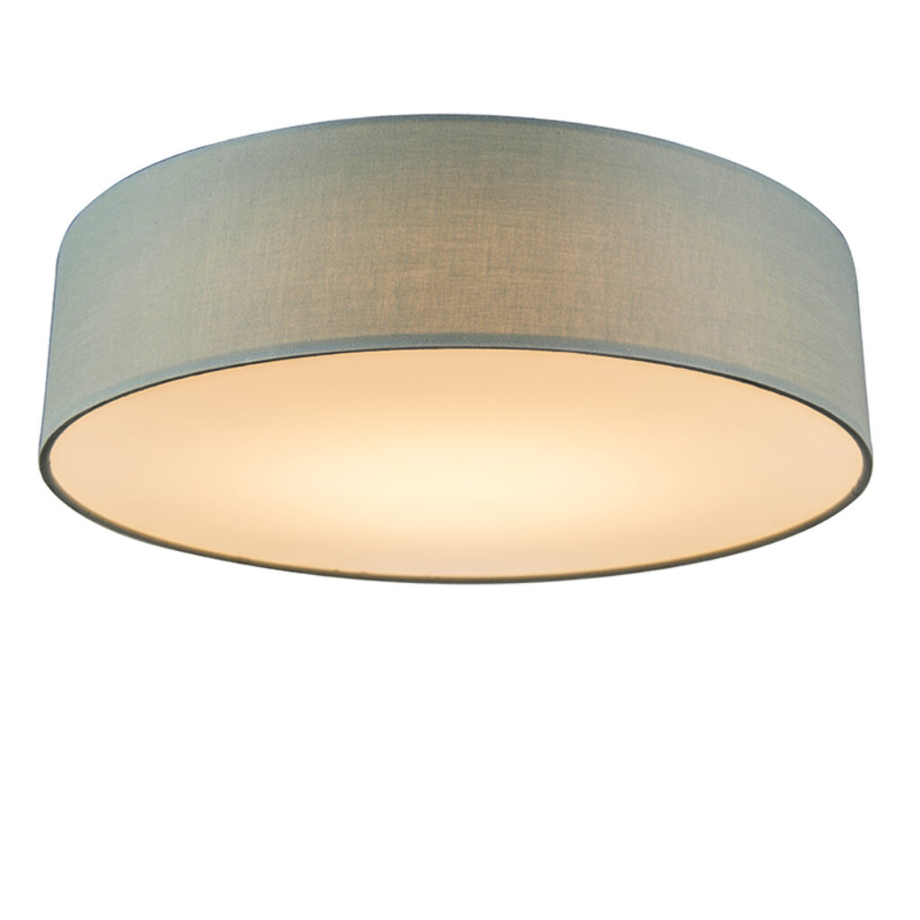 plafondlampen Plafondlamp groen 40 cm incl. LED Drum StofStaalKunststof Groen Een sfeervol interieur begint bij verlichting. Met de haal je een stijlvol en