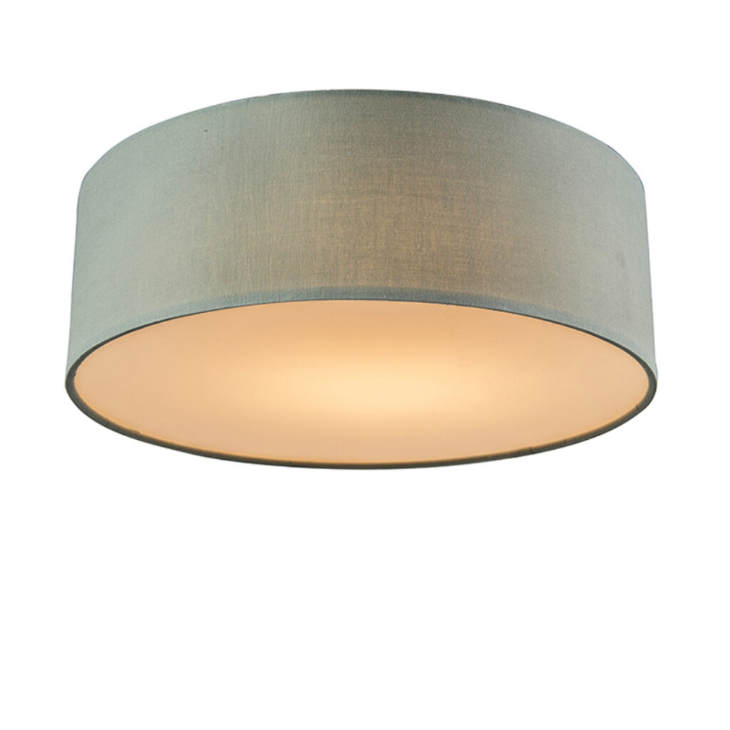 plafondlampen Plafondlamp groen 30 cm incl. LED Drum MetaalStof Groen Een sfeervol interieur begint bij verlichting. Met de haal je een stijlvol en luxueus
