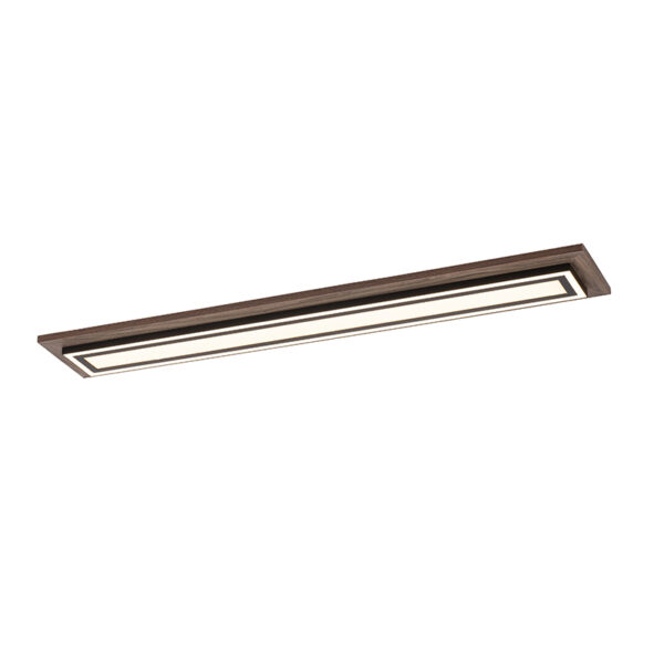 plafondlampen Plafondlamp hout langwerpig incl. LED met afstandsbediening Ajdin AluminiumKunststof Bruin is een langwerpige plafondlamp gemaakt van aluminium